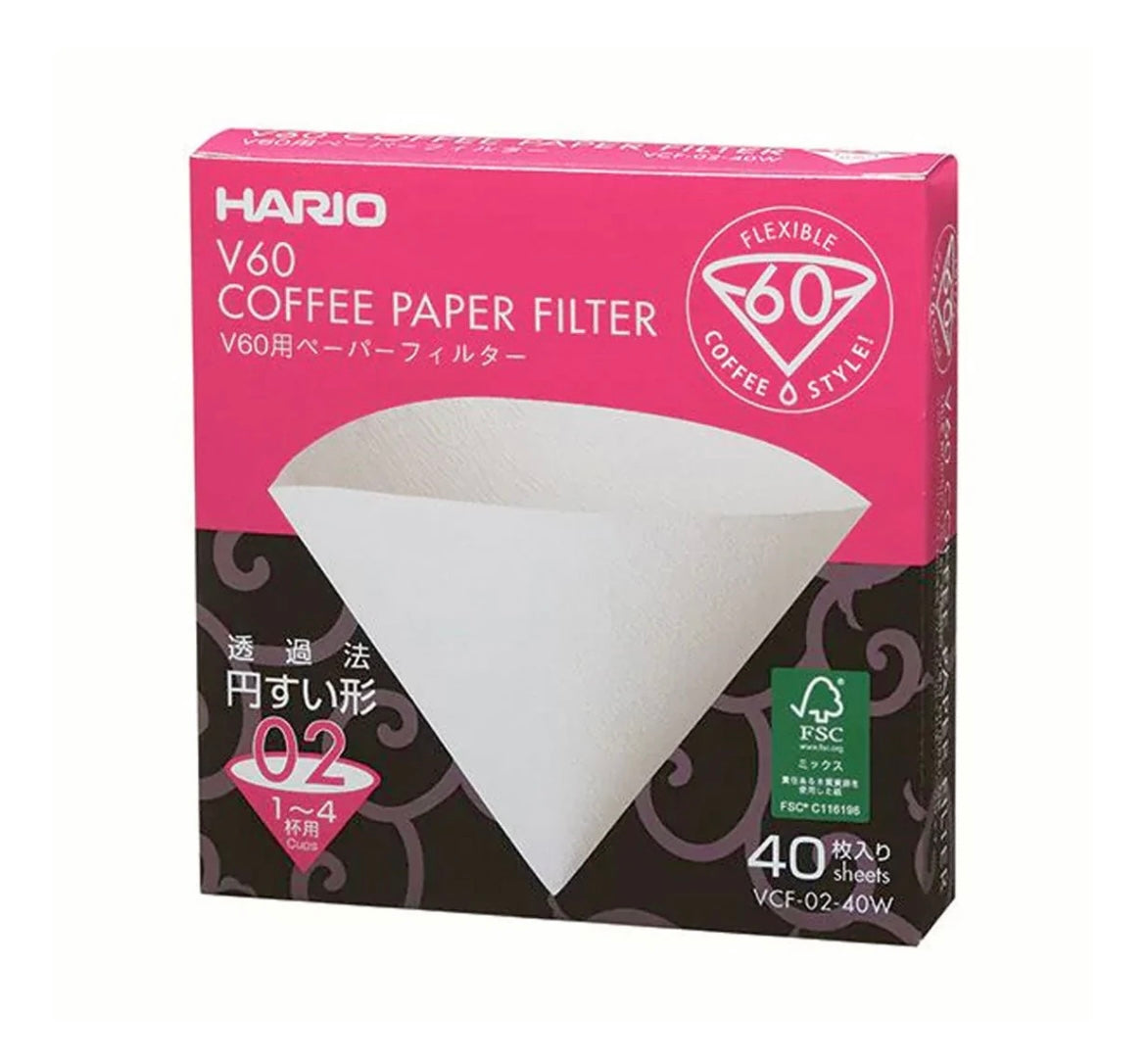 Hario V60 Coffee Filter Papers - Size 01/02 - White (40 pack)