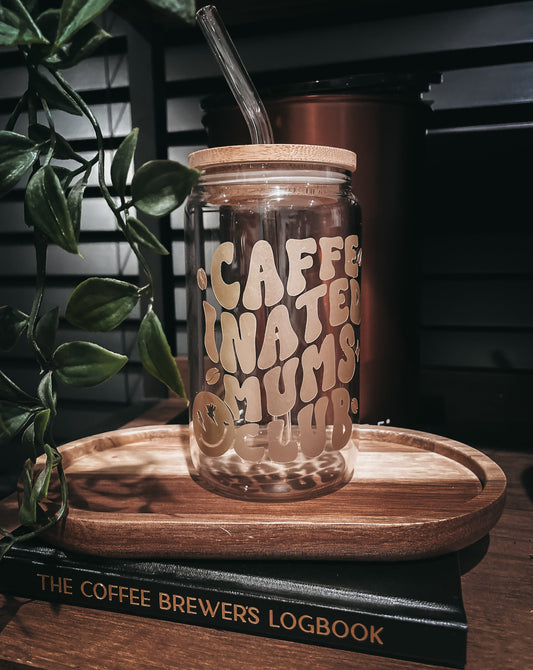 Caffeinated Mums Club Coffee Glass Can